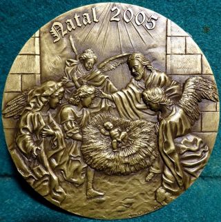 Nativity - Creche - Adoration Of The Angels 89mm X - Mas 2005 Bronze Medal In Pouch photo