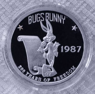 1987 1oz Pure Silver Bugs Bunny Constitution Coin/round–rare Looney Tunes photo