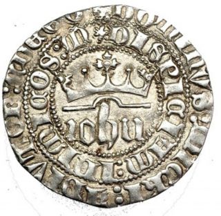 Spain Juan I De Espana 1379 - 1390 1 Real Sevilla Straordinary Grade And Rarity photo