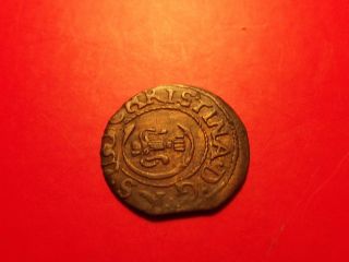 Error Sweden Livonia 1650 Queen Christina Schilling Solidus Medieval Silver Coin photo