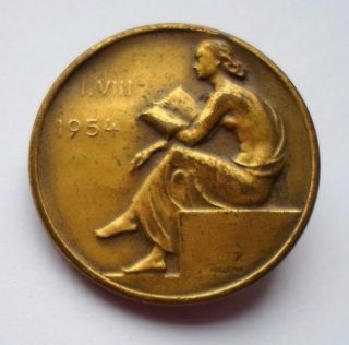 1954 Swiss National Day Pin Badge Brooch Medal By Huguenin photo