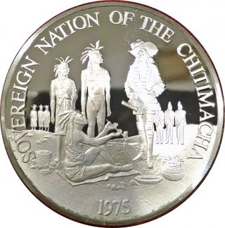 1975 Sovereign Nation Of The Chitimacha Tribe Proof.  999 Silver Medal In Case photo