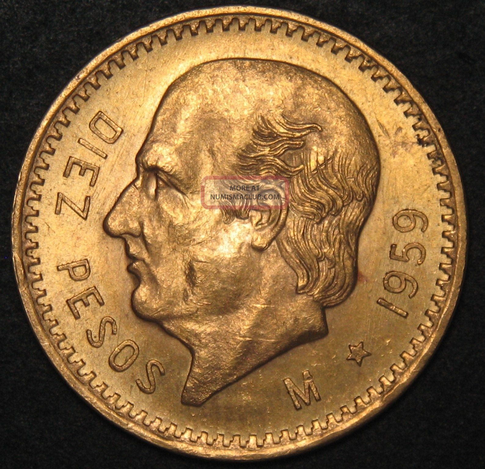 1959 M Mexico 10 Diez Peso Gold Coin 90 2411 Agw Sku 399628