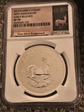 2017 South Africa Silver Krugerrand - 50th Anniversary - Sp70 Ngc Early Release photo