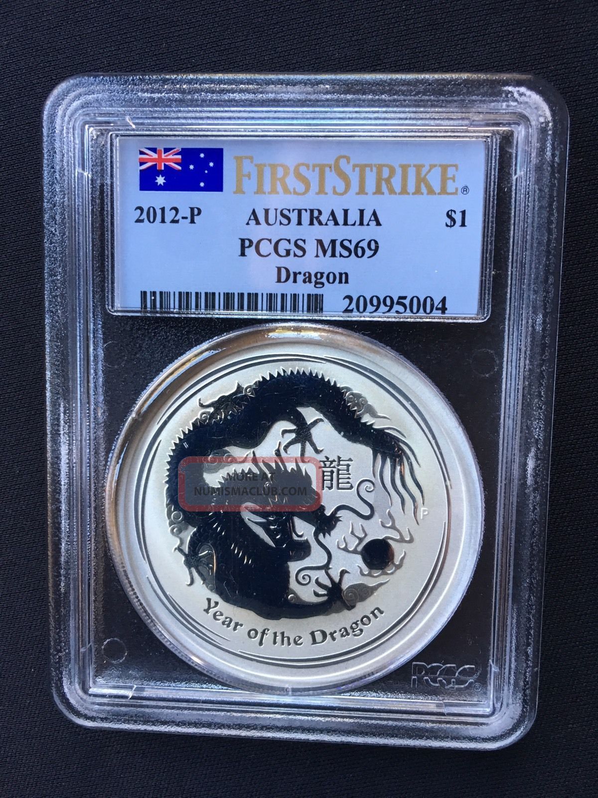 2012 P Australia Lunar Year Of The Dragon Pcgs Ms69 1 Oz Silver Coin Very Rare Australia photo