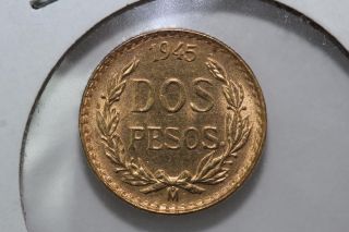1945 Dos (2) Pesos Mexican Gold Coin photo