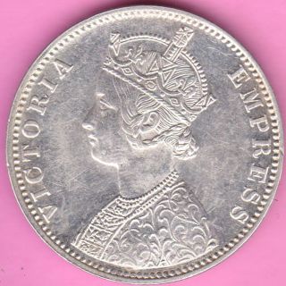 British India - 1900 - ' B ' Incuse - One Rupee - Victoria Queen - Silver Coin - 28 photo