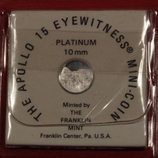 1971 Franklin Platinum Apollo 15 Eyewitness 10mm Mini Coin photo