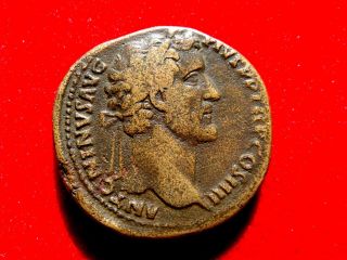 Lucernae Antoninus Pius Ae Sestertius Rome.  Roma Seated,  Victory.  Ric 780. photo