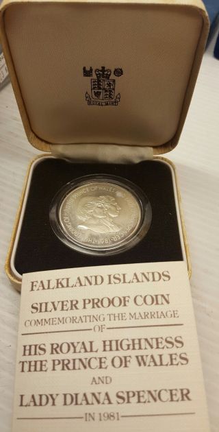 Falkland Islands 50p Silver Proof Crown 1981 Charles & Diana Wedding photo