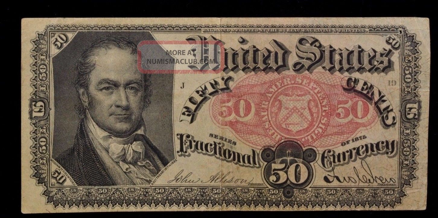 1875 Fifth Issue 50 Cents Fractional Currency Paper Bill W/ Pinhole Make Offer Paper Money: US photo