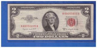 1953b $2 Dollar Bill Old Us Note Legal Tender Paper Money Currency Red Seal M50 photo
