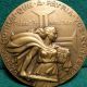 Woman Fighter / Coat Of Arms - 100 Years Naval School 60mm 1945 Bronze Medal Exonumia photo 2