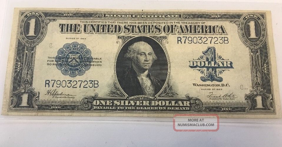 Series 1923 $1 One Dollar Silver Certificate Large Size Note Very Large Size Notes photo