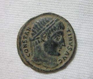 Ae Follis.  Constantine I,  Antioch,  327 - 328 Ad.  Campgate Reverse.  Desert Patina. photo