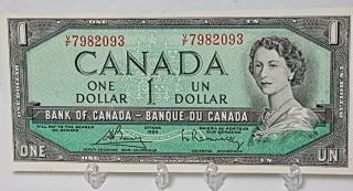 1954 Canada Modified One Dollar Note - Vf Prefix photo