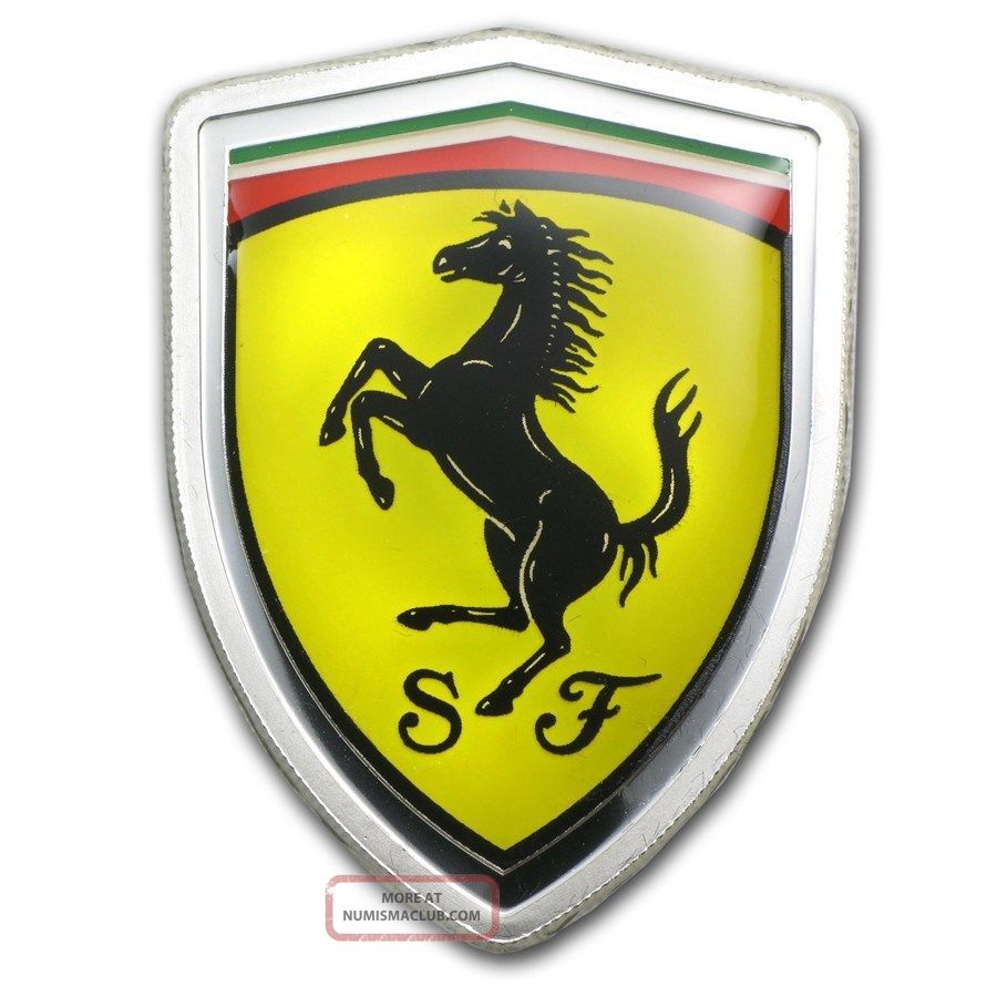 2013 Ferrari Shield Silver Coin - Hi - Gloss Enamel - With Australia & Oceania photo