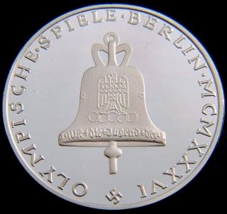 1936 Nazi Germany Commemorative Olympic Nazi Silver Plated Swastika Coin photo