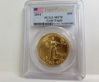 2014 Pcgs Ms70 Gold Eagle $50 First Strike photo