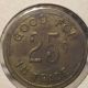 1940s H Rosel Hugoton Ks Kans Kansas Coin Token Scrip Trade Gf 25c Brass Tavern Exonumia photo 1