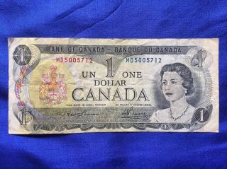 1973 Canada 1 Dollar Bill Circulated Banknote Prefix Md5005712 photo