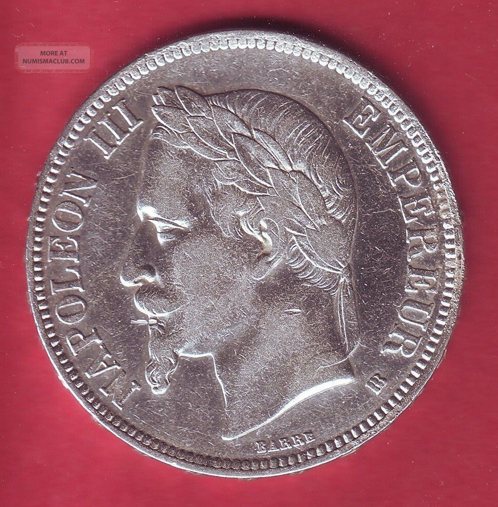 R France 5 Francs 1869 Bb Napoleon Iii Vf/vf,  Details France photo