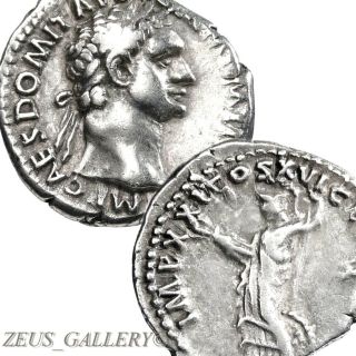 Domitian / Minerva T - Bolt,  Shield Vf,  Ancient Roman Empire Silver Denarius Coin photo