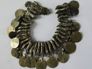 Antique Solid Silver Ottoman / Islamic Turkish Coin Bracelet photo