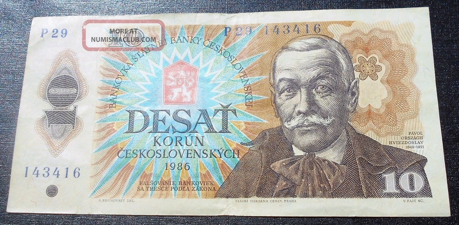 1986 Bank Of Czechoslovakia 10 Korun Banknote P 94 Orava Mountains Mgry 8 Europe photo