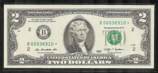 2009 2$ Dollar Star Note Frb B York Seri B00036910 Unc - Rare photo