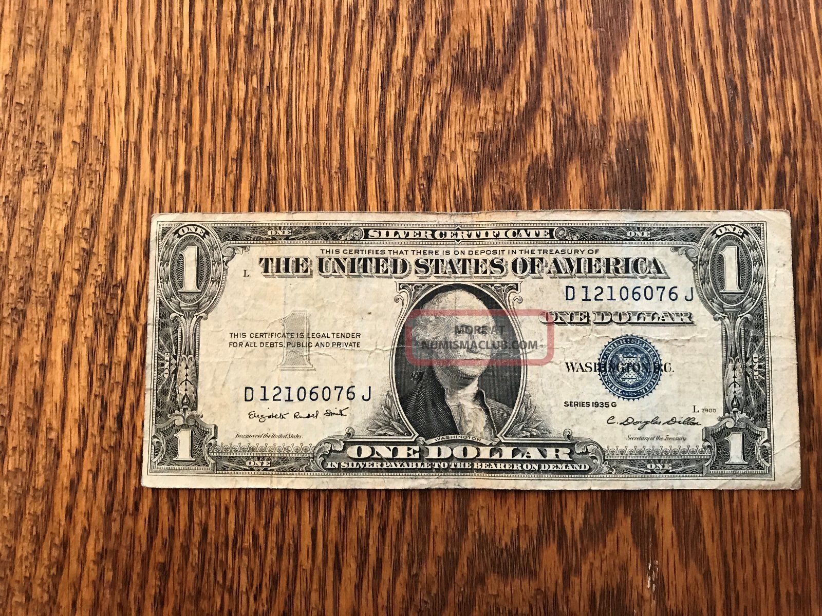 U S $1 Silver Certificate Series 1935 G