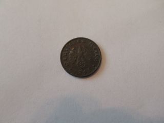 1943 A German 1 Reichspfennig Wwii 3rd Reich Nazi Coin Mark F photo