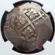 Bolivia Spanish Colonial 1675 P E 8 Real Silver Cob Wide Flan Vf 30 Ngc South America photo 1