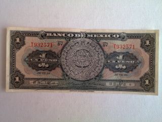 1 Peso Mexico Banknote 1950 Cir.  Abnc photo