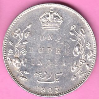 British India - 1903 - King Edward Vii - One Rupee - Rarest Silver Coin - 19 photo