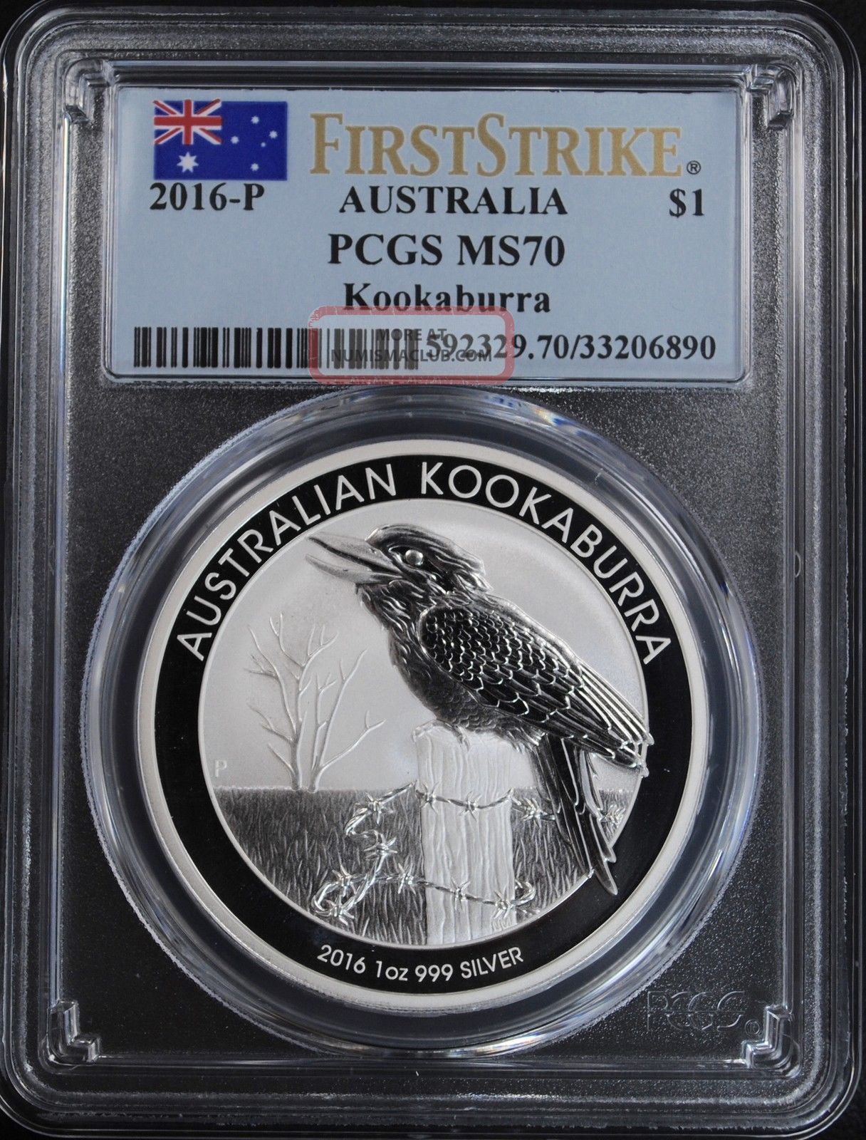 2016 - P Australia $1 1 Oz.  999 Silver Kookaburra Pcgs Ms70 1st Strike Australian Australia photo