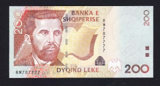 2012.  Albania Paper Money.  200 Leke.  Unc.  See Number. photo