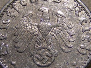 1942 Old Antique Wwii Nazi Hitler Germany 3rd Reich Berlin 50 Pfennig War Coin photo