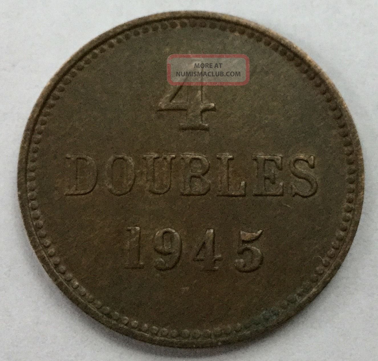1945 Guernsey 4 Doubles Au Low Mintage Other European Coins photo