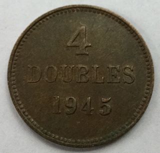 1945 Guernsey 4 Doubles Au Low Mintage photo