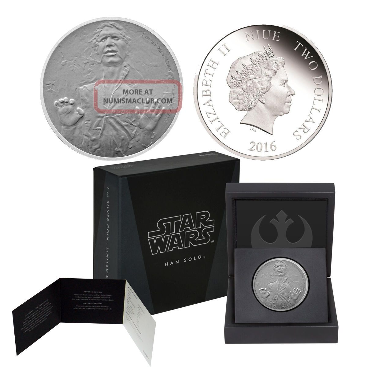 2016 Star Wars 1oz.  Silver $2 Proof Coin Han Solo Australia & Oceania photo