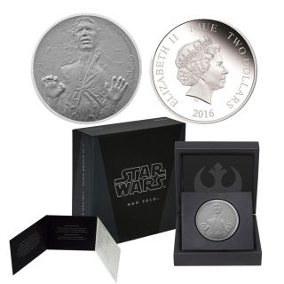 2016 Star Wars 1oz.  Silver $2 Proof Coin Han Solo photo