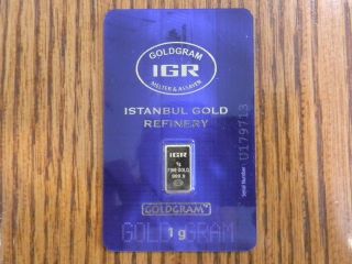 1 Gram Gold Bar Certificate Istanbul Gold Refinery.  1 photo