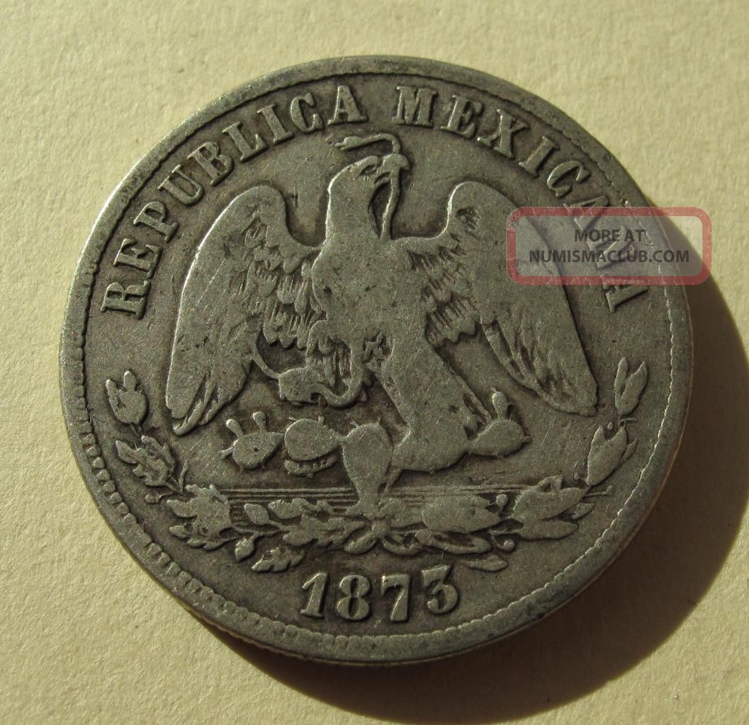 1873 Pi O Mexico 50 Centavos Cent Silver Coin Km407. 7 32 ...