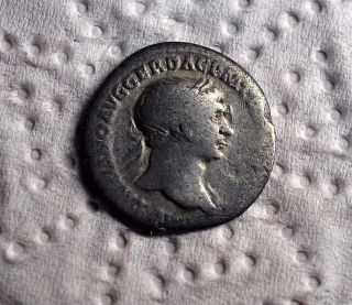 Ancient Silver Roman Denarius Of Emperor Trajan photo