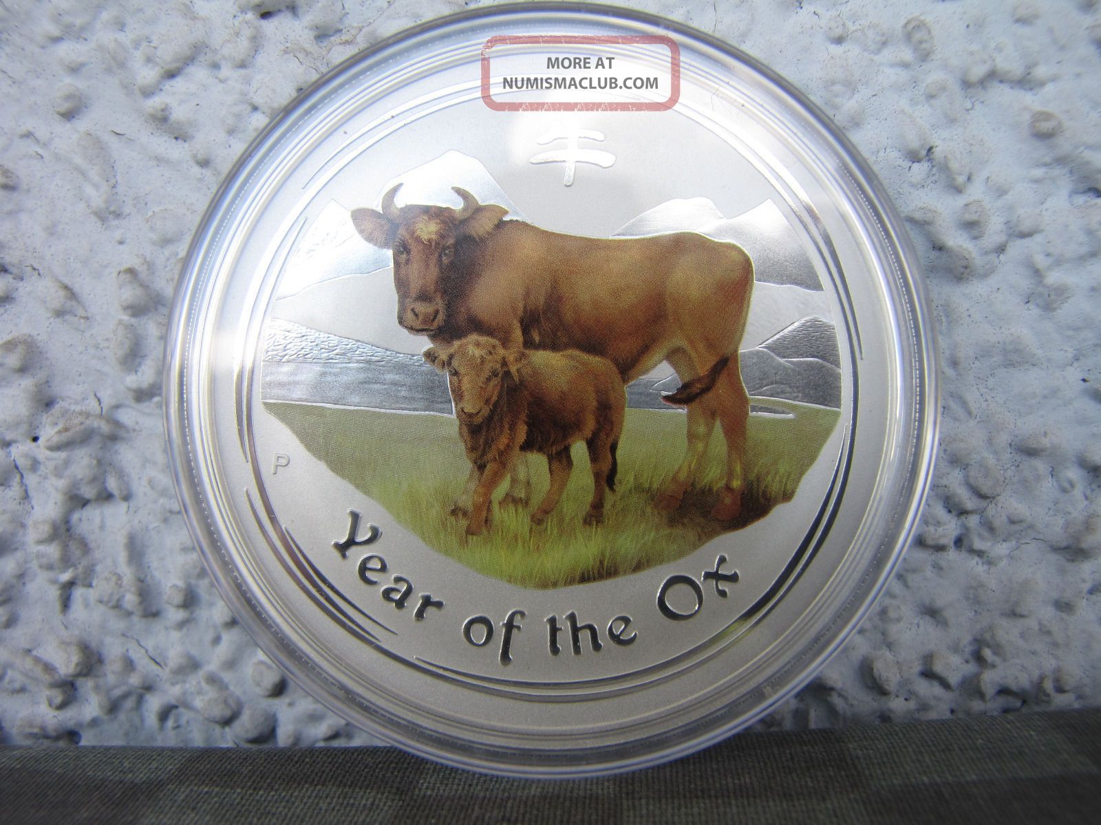 2009 Perth Year Of The Ox 2 Oz.  999 Silver Coin Colored Australia photo