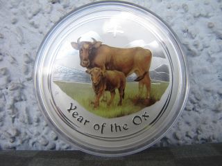 2009 Perth Year Of The Ox 2 Oz.  999 Silver Coin Colored photo
