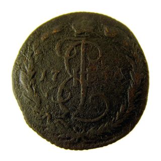 Denga 1/2 Kopek 1766 Russia - Catherine Ii The Great Old Coin $0.  01 photo