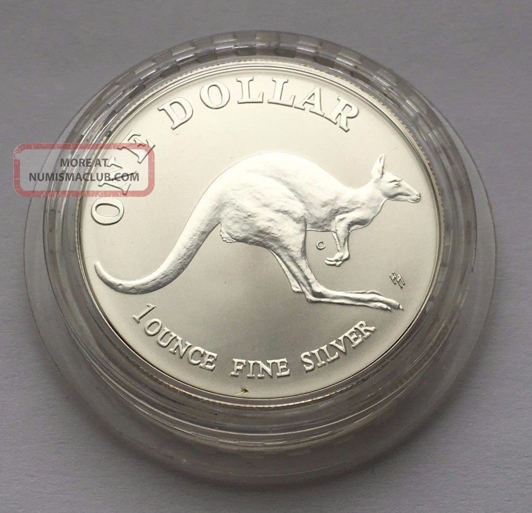 1993 Australian One Oz 999 Silver Kangaroo One Dollar Coin Australia photo