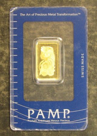 10 Gram Gold Bullion Bar - Pamp Suisse - 9999 Fine - W/assay Card - photo